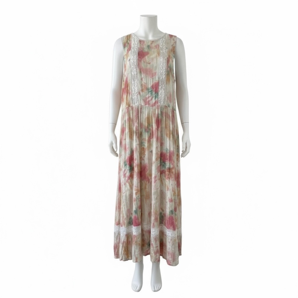 Auguste the Label Lumi Wren Midi Dress Off White Tie Dye Boho Inspired Sz 4